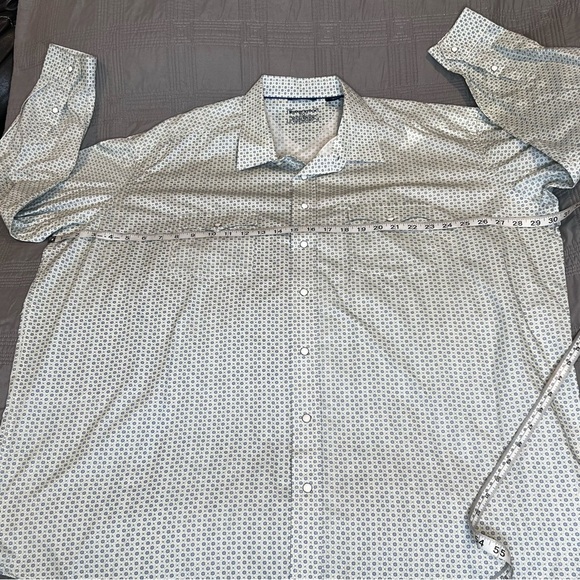 Rough Stock Mens 3XL Pearl Snap Shirt White Blue Green Printed Western Rodeo - Picture 6 of 12